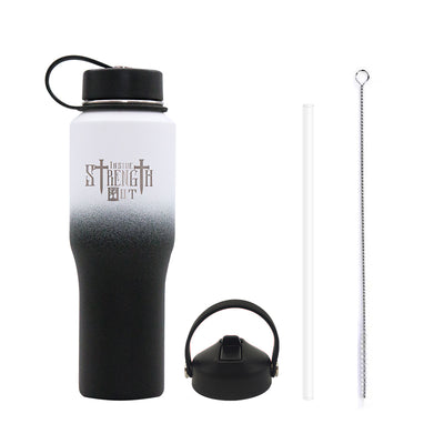 Stainless Steel 40oz Hot/Cold Tumbler Water Bottle w/ Multiple Lids and a Rubber Bottle Protection Sleeve